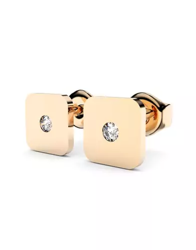 Boucles d'oreilles Puces Carrées avec Diamants Adam & Eve
