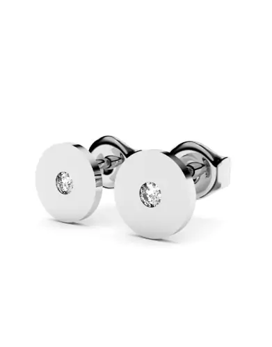 Boucles d'oreilles Puces Rondes avec Diamants Adam & Eve