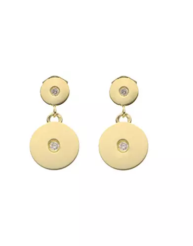 Boucles d'oreilles Pendantes Rondes en Or avec Diamants Adam & Eve