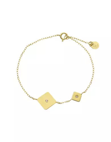 Bracelet Double Losange en Or avec Diamant Adam & Eve