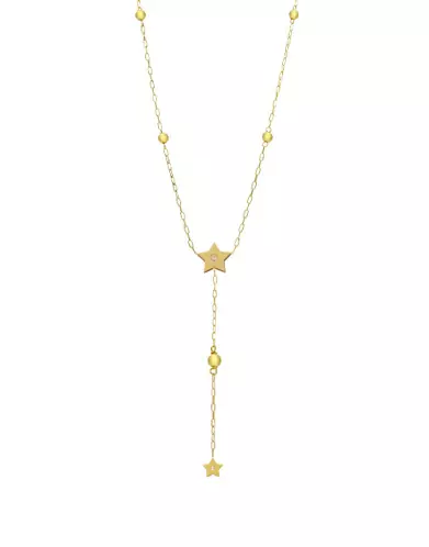 Collier Double Étoiles Diamants et Boules en Or Adam & Eve