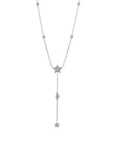 Collier Double Étoiles Diamants et Boules en Or Adam & Eve
