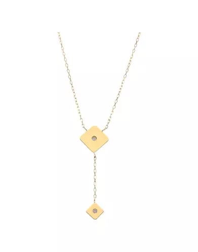 Collier Double Losange en Or avec Diamants Adam & Eve