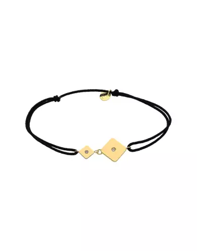 Bracelet cordon et or motif double Losange Adam & Eve