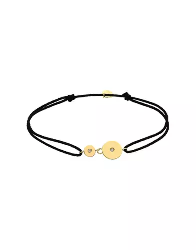 Bracelet cordon et or motif double Rond Adam & Eve