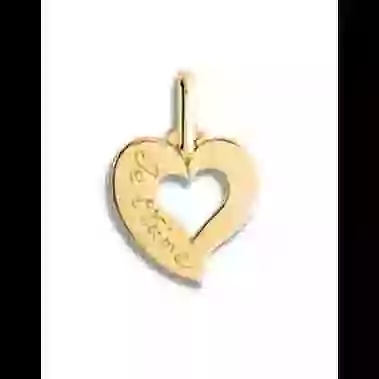 Pendentif Coeur ajouré gravé “Je t’aime » en Or personnalisable image cachée