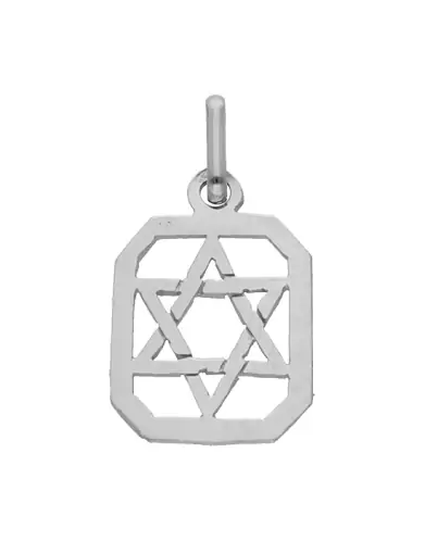 Pendentif en Or Étoile de David Ajourée Encadrée
