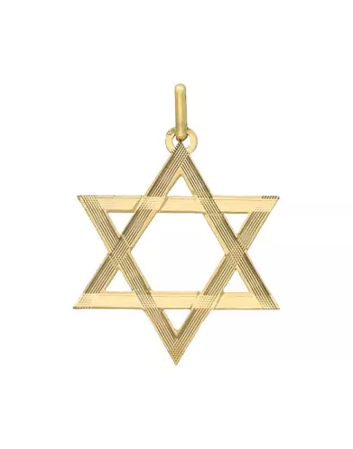 Pendentif en Or Étoile de David Rainurée Ajourée Grand Modèle