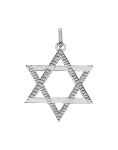 Pendentif en Or Étoile de David Rainurée Ajourée Grand Modèle