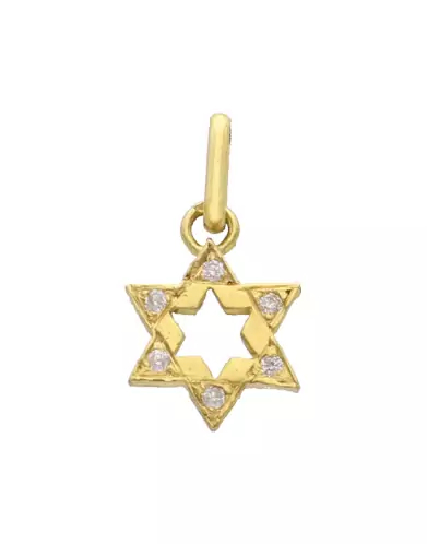 Pendentif en Or Pampille Étoile de David Ajourée avec Diamants