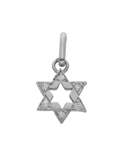 Pendentif en Or Pampille Étoile de David Ajourée avec Diamants