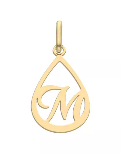 Pendentif Lettre Goutte Ajourée en Or