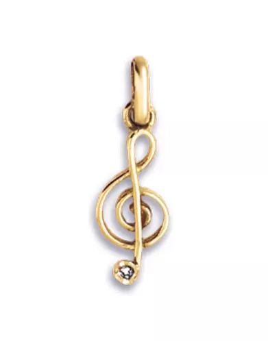 Pendentif Clé de Sol en Or et Diamant