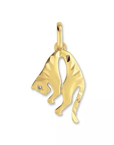 Pendentif Panthère Tigrée en Or Œil Diamant