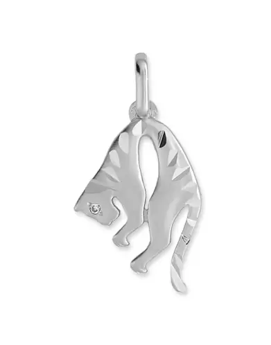 Pendentif Panthère Tigrée en Or Œil Diamant