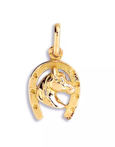 Pendentif Tête et Fer à Cheval en Or