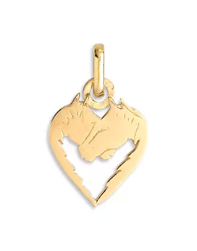 Pendentif Chevaux Cœur Ajouré en Or