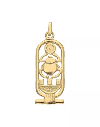 Pendentif Cartouche Égyptien Symbole Toutankhamon Ajouré en Or