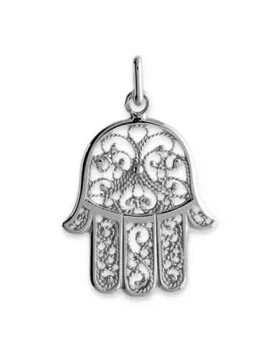 Pendentif Main de Fatma Ajourée Filigrane en Or Grand Modèle