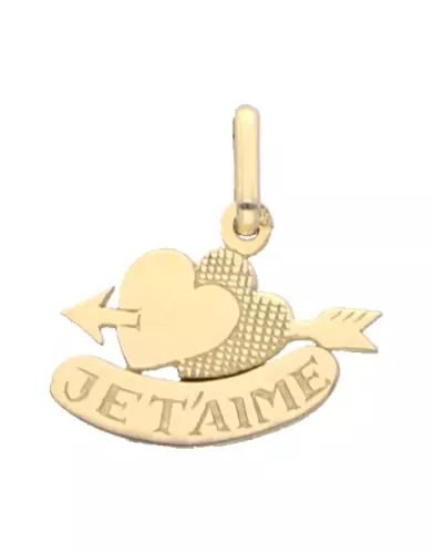 Pendentif Double Cœurs Gravé Je T’aime en Or