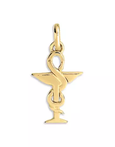 Pendentif Symbole Caducée Coupe d’Hygie en Or