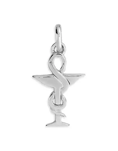 Pendentif Symbole Caducée Coupe d’Hygie en Or