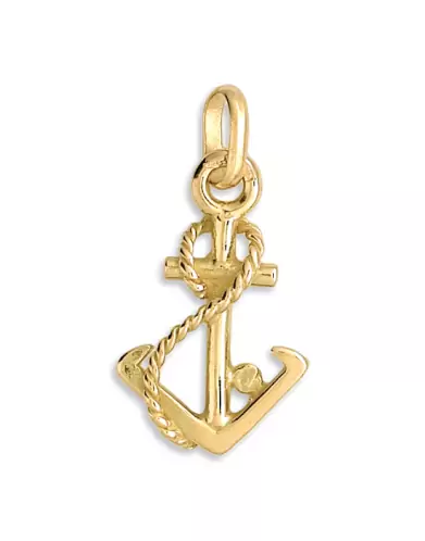 Pendentif Ancre Marine et Corde en Or