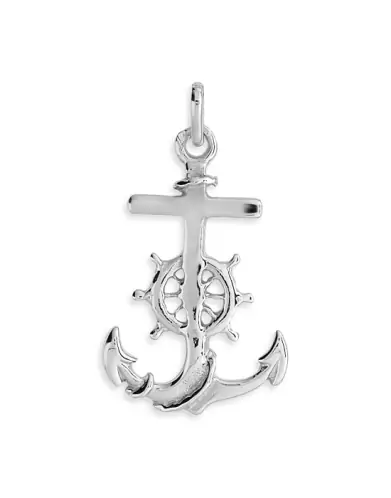 Pendentif Ancre Marine Barre et Corde en Or