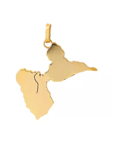 Pendentif Guadeloupe en Or Poli Gravé Personnalisable