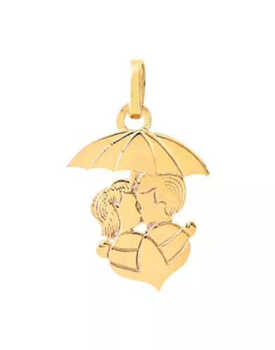 Pendentif Cœur Amoureux illustré en Or