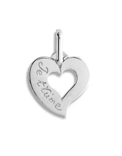 Pendentif Coeur ajouré gravé “Je t’aime » en Or personnalisable