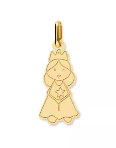 Pendentif en Or Gravé Petite Fée Personnalisable