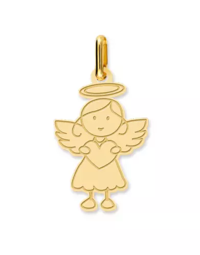 Pendentif en Or Gravé Ange Fille Personnalisable