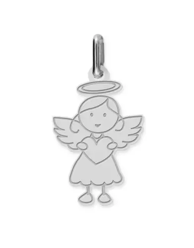 Pendentif en Or Gravé Ange Fille Personnalisable