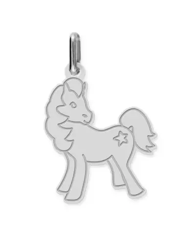 Pendentif en Or Gravé Petit Poney Étoile Personnalisable