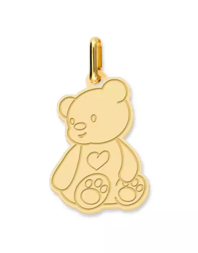 Pendentif en Or Gravé Petit Ours Personnalisable