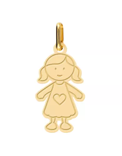 Pendentif en Or Gravé Fille Personnalisable Grand Modèle