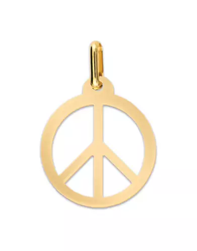 Pendentif Symbole Peace & Love Ajouré en Or