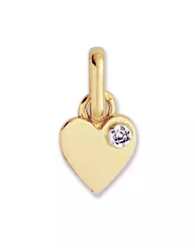 Pendentif Pampille Coeur Poli en Or et Diamant