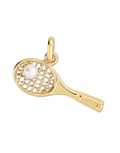 Pendentif Raquette de Tennis en Or et Perle