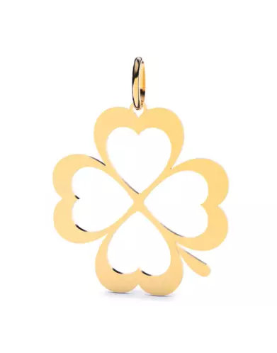 Pendentif Trèfle 4 Cœurs Ajourés en Or – Grand Modèle