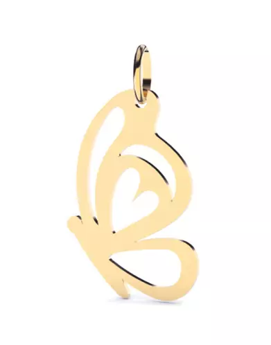 Pendentif Papillon Profil Ajouré en Or – Grand Modèle