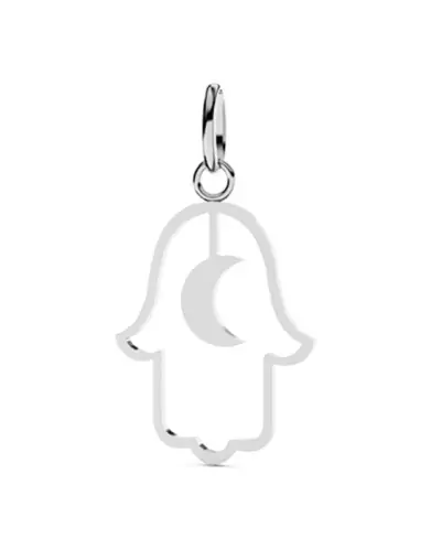 Pendentif Main de Fatma Ajourée et Lune en Or Modèle Taille Intermédiaire