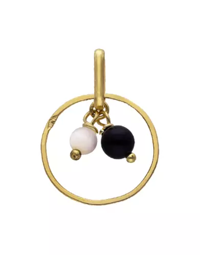 Pendentif Cercle Ajouré en Or Jaune Perle et Nacre