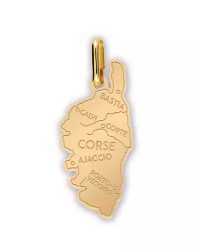 Pendentif Carte Corse en Or Personnalisable – Grand Modèle
