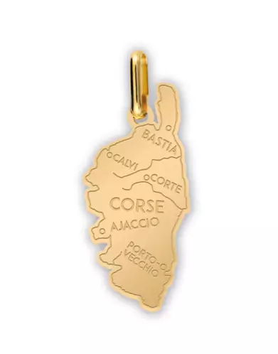 Pendentif Carte Corse en Or Personnalisable – Grand Modèle