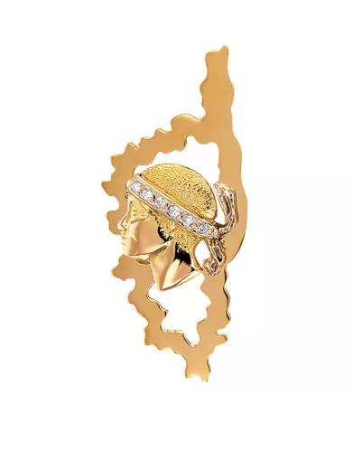 Pendentif Corse Ajouré et Tête de Maure en Or avec Diamants