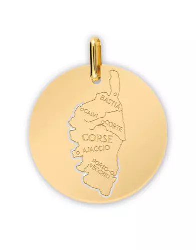 Médaille Carte Corse Gravée en Or Personnalisable