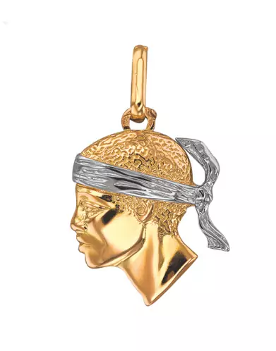 Pendentif en Or ou Or Bicolore Tête de Maure Personnalisable