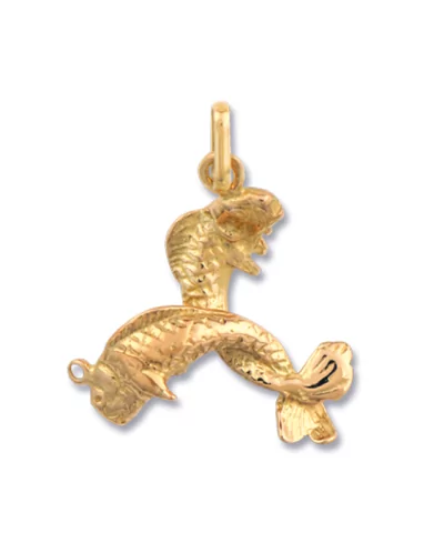 Pendentif Massif Zodiaque Poisson Or